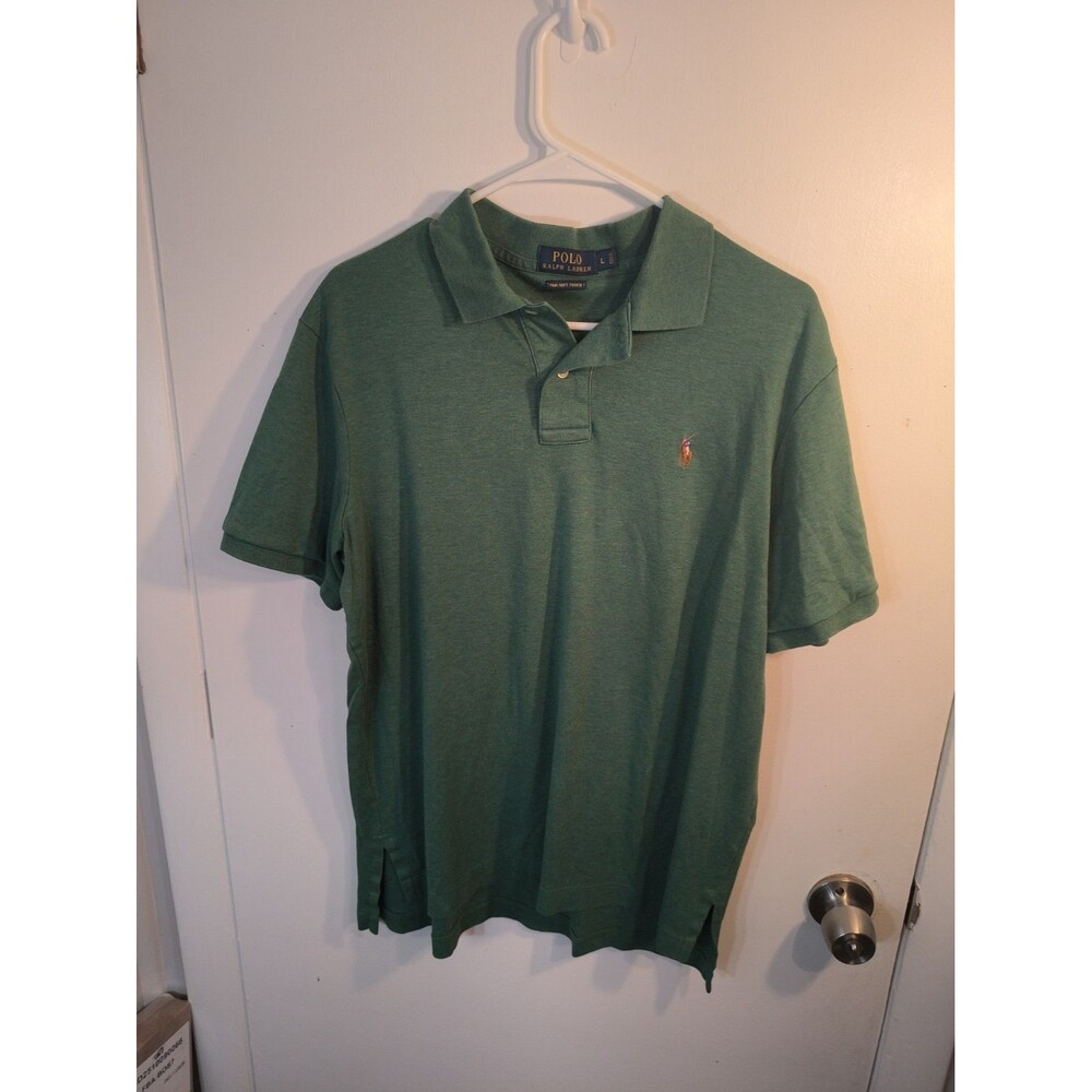 Polo Ralph Lauren Men's Large L Green Pima Soft Touch Short Sleeve Polo Shirt